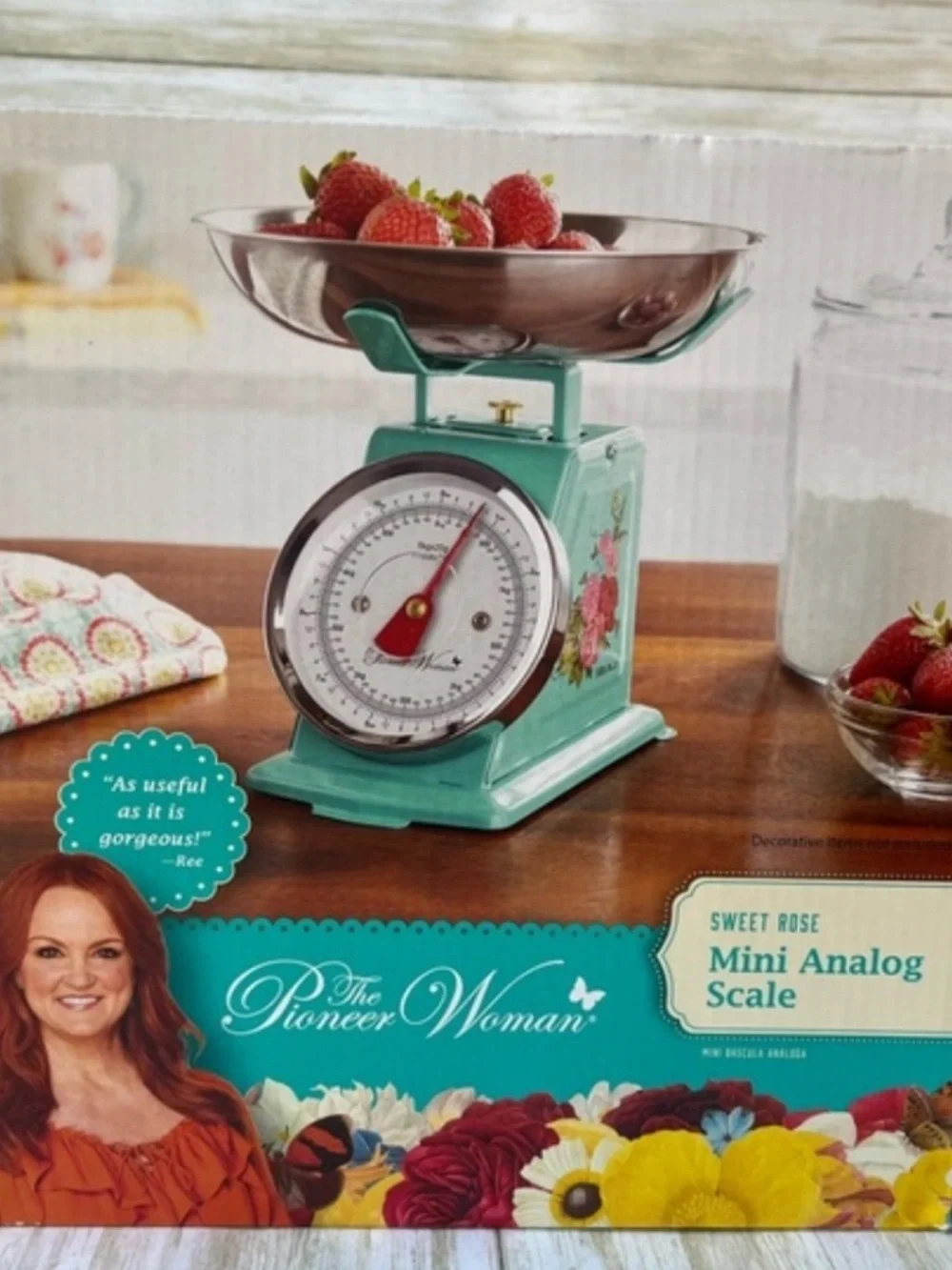 🆕 Pioneer Woman Food Kitchen Scale Mini Analog Floral Sweet Rose Art NEW IN BOX